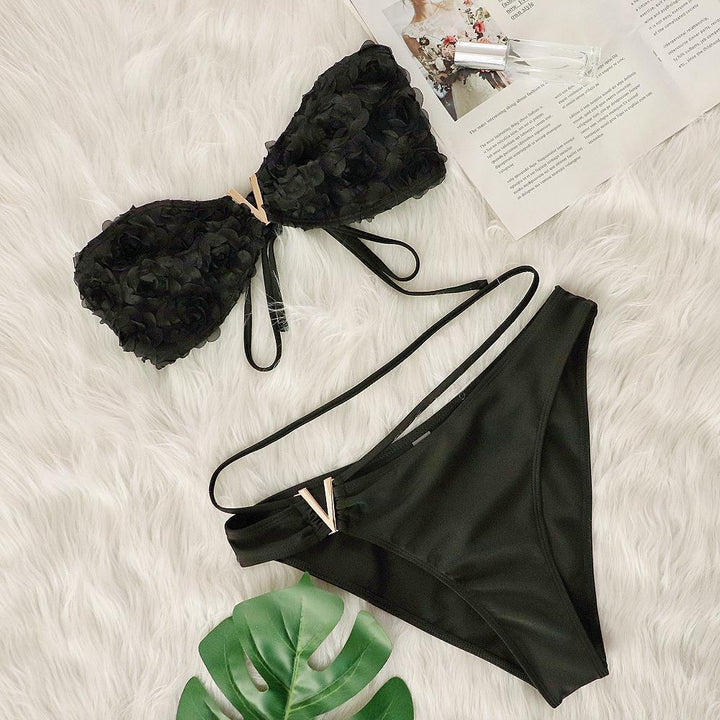 Dame Blomster Bandeau Bikini Sæt Stilla