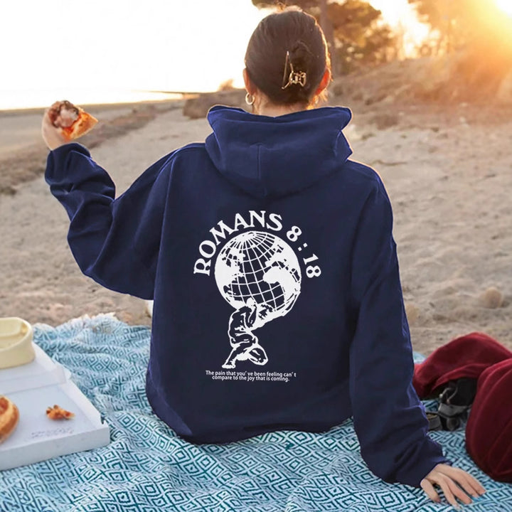 Kvinders hoodie med inspirerende verdenskort og højkvalitets print Skovae