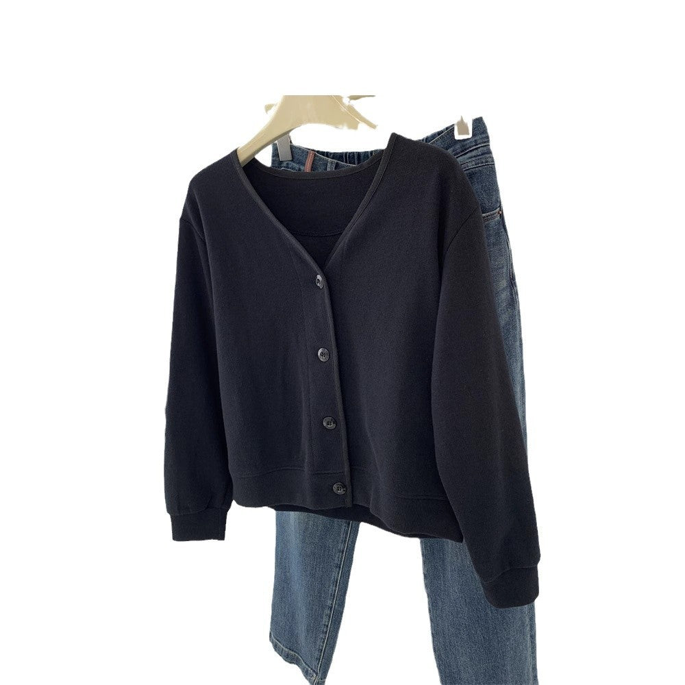 Femme Blød Strikknap-Op Cardigan Pullover Stilla