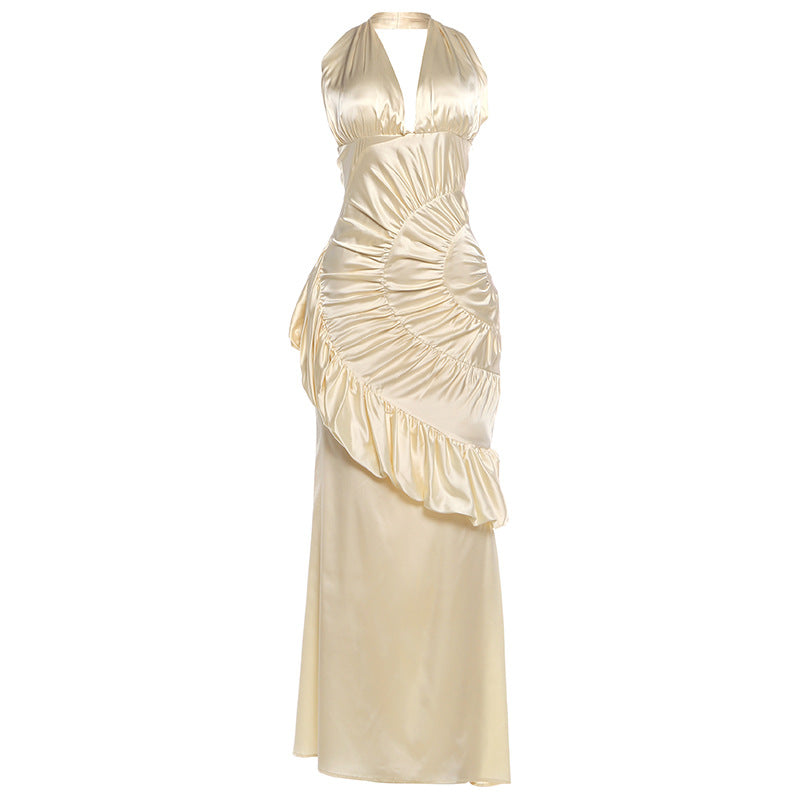 Dame Elegant Maxikjole med asymmetrisk snit og sofistikerede draperinger Skovae