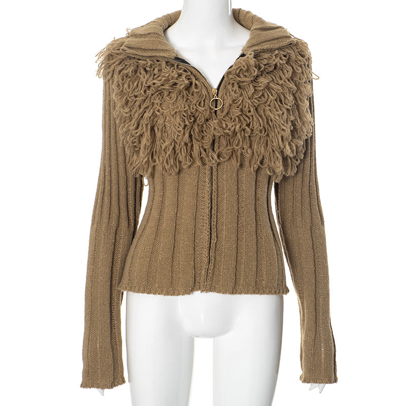 Femme Cozy Fuzzy Strik Zip-Kardigan Stilla
