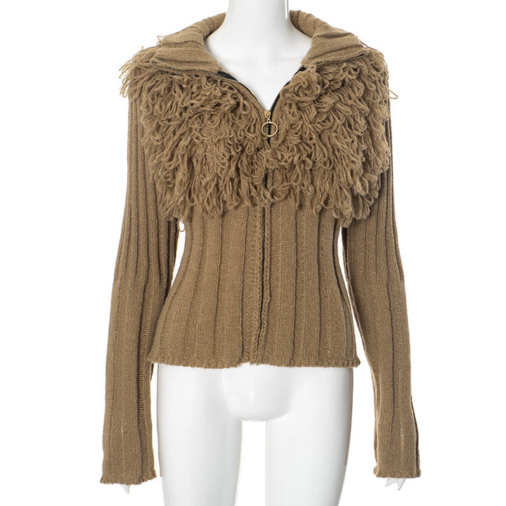 Femme Cozy Fuzzy Strik Zip-Kardigan Stilla