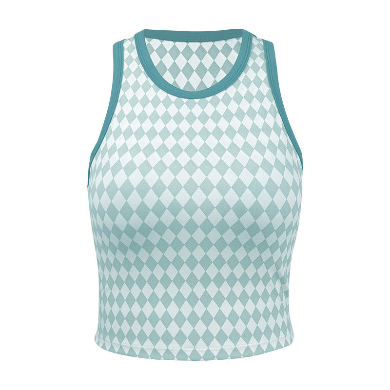 Dame sporty crop-top med unikt rhombemønster Stilla