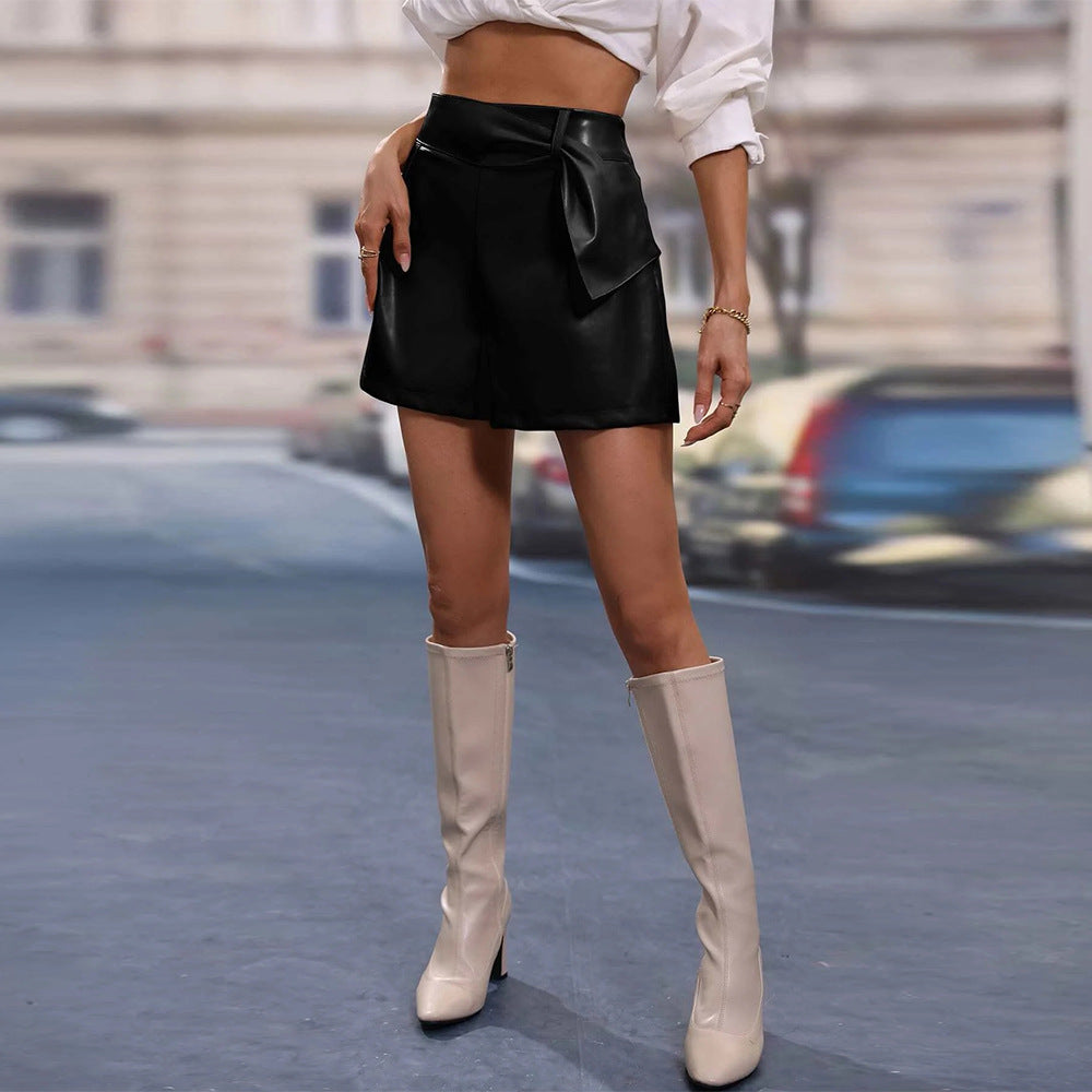 Dame Højtaljeret Mini Skirt med Sløjfedetail Stilla