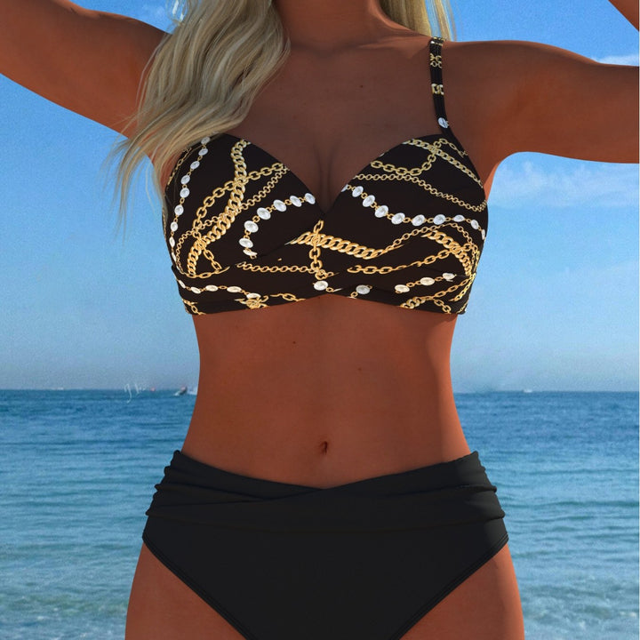 Dame bikini-sæt med elegant kædemotiv og komfortabel pasform Skovae