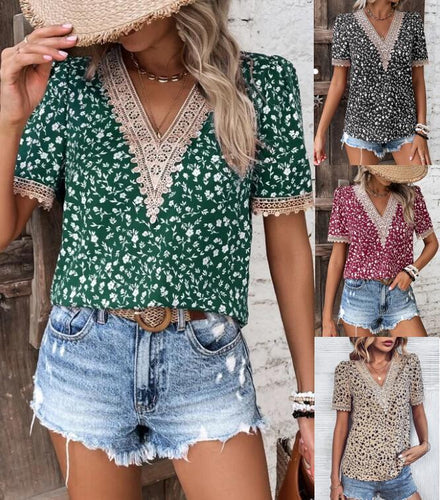 Dame moderigtig bluse med elegant spidsdetalje Stilla