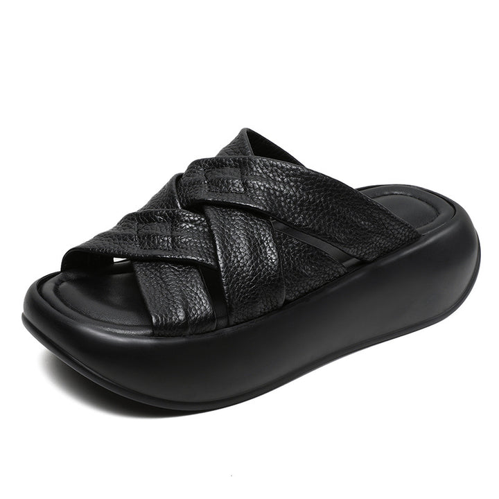 Kvinder Chunky Slide Sandaler med Krydsbåndsdesign Stilla