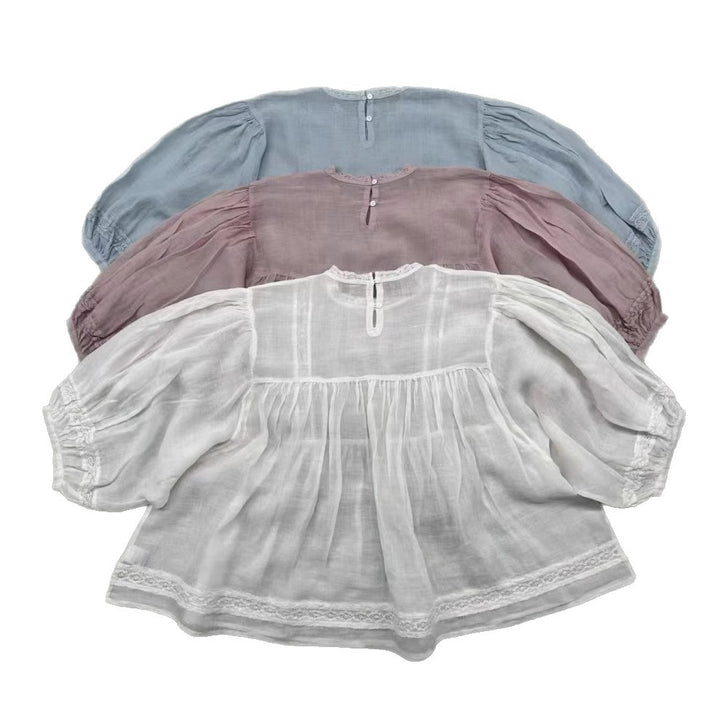 Femme Elegant Afslappet Pasform Spids-Detail Bluse Stilla