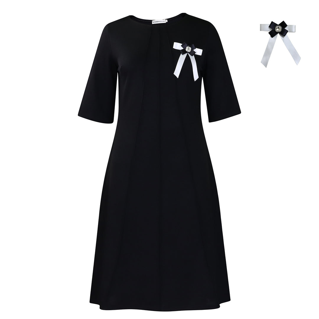 Dame Midikjole med klassisk snit og dekorativ sløjfe Stilla