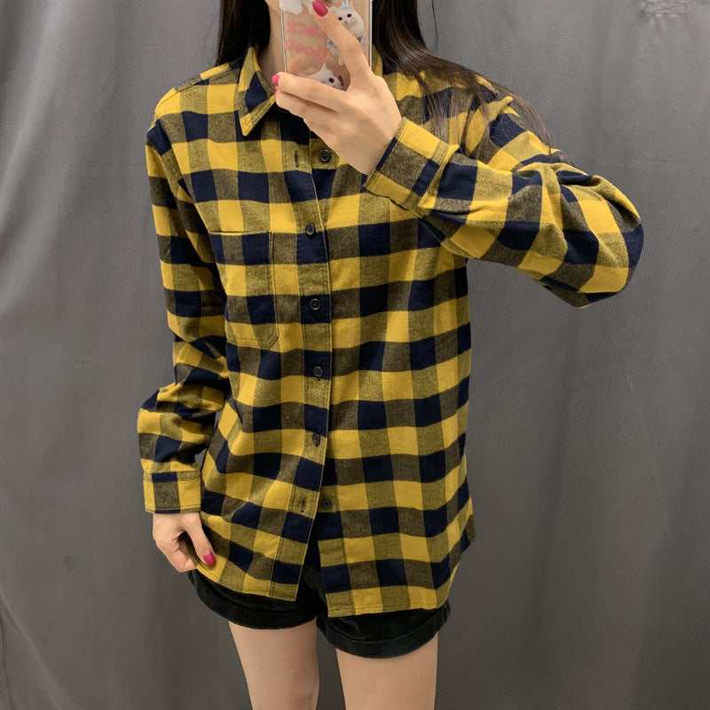 Kvinders Tjekket Flannel Skjorte Bluse Stilla