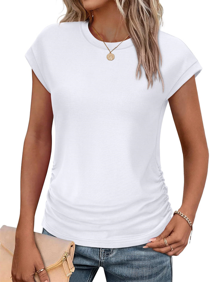 Dame afslappet T-shirt med rynke Stilla