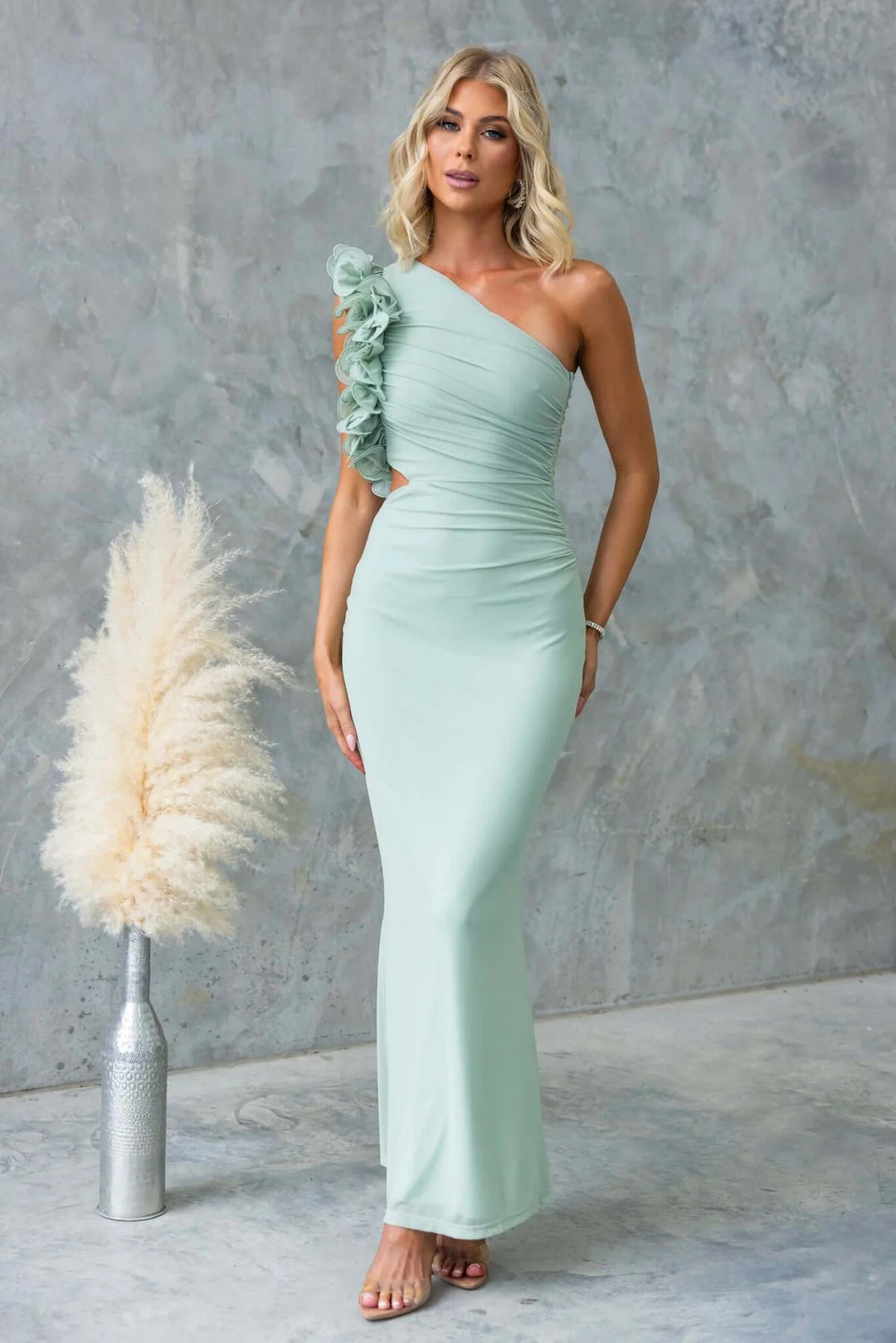 Damer Elegant Flæse Maxi Kjole med Off-Shoulder Design og Skræddersyet Fit