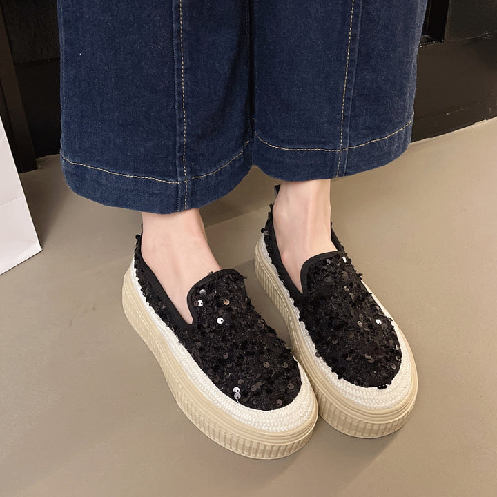Dame Paillette-dekoreret Plattform Slip-On Sneakers Stilla