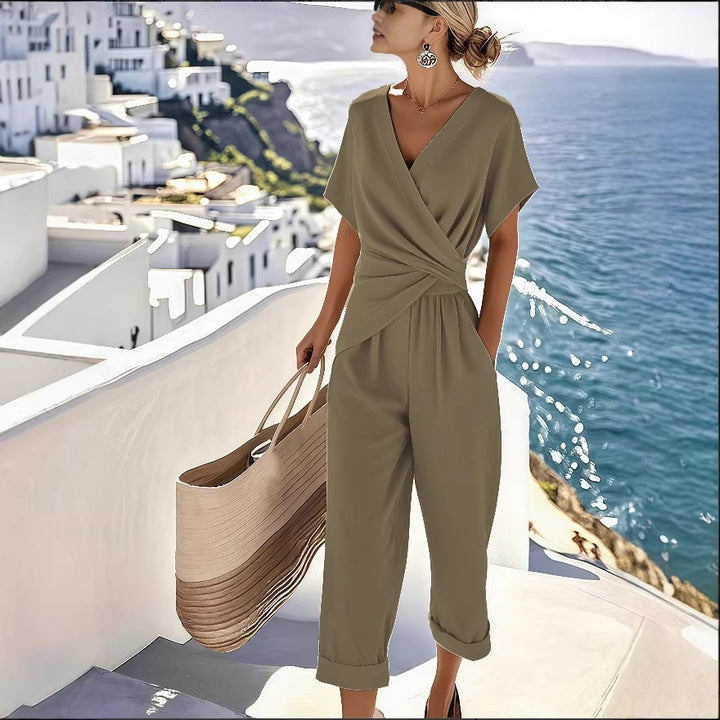 Dame Elegant jumpsuit med vikkelook og brede ben Skovae
