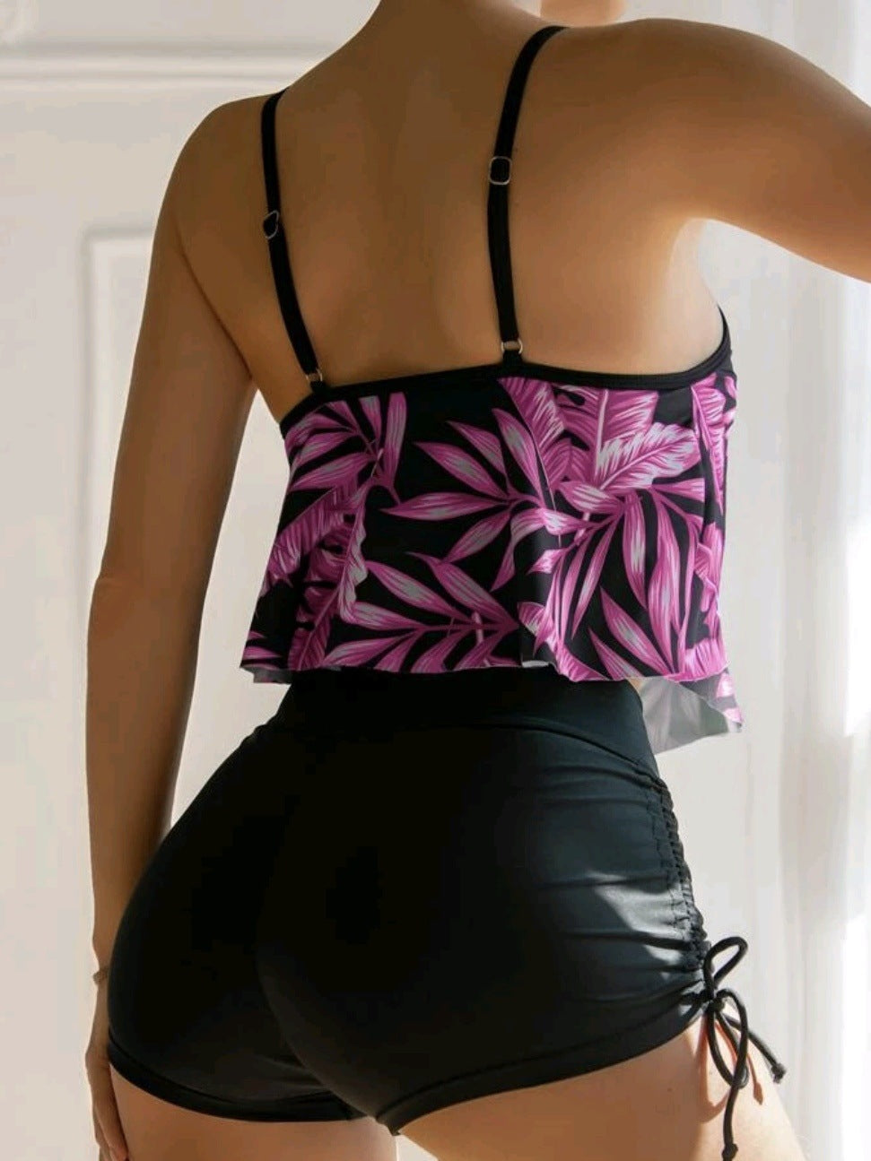 Damer Flydende Volang Tankini-top med højtsiddende shorts Stilla