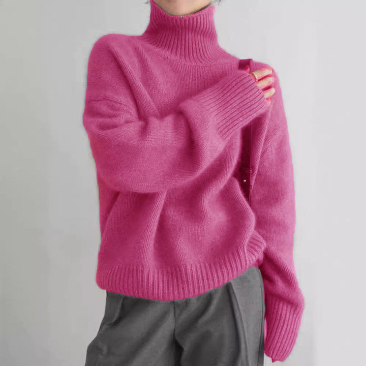 Kvinderne cashmere rullehals sweater med en løs pasform og elegant tekstur Stilla