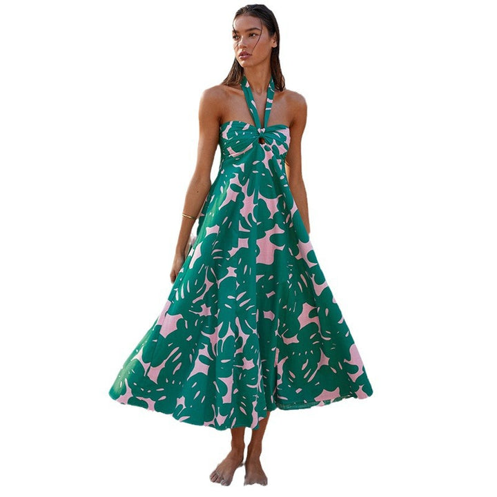 Dame maxi kjoler med blomster bandeau design og elegant udvidet nederdel