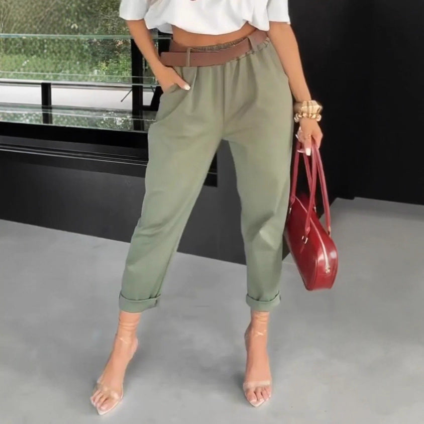 Kvinder moderne chino bukser med elastisk talje og bred ben Stilla