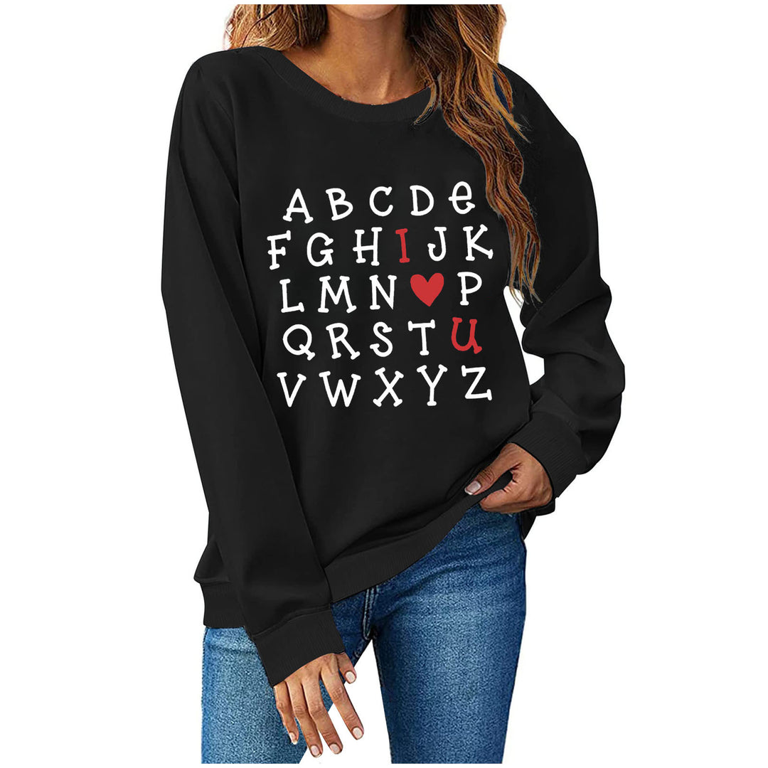 Dame sweatshirt med kreativt alfabet-design Stilla