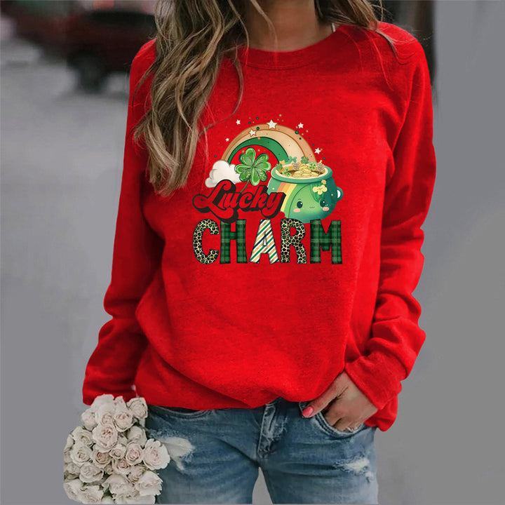 Kvinders sweatshirt med kreativt heldig motiv Stilla