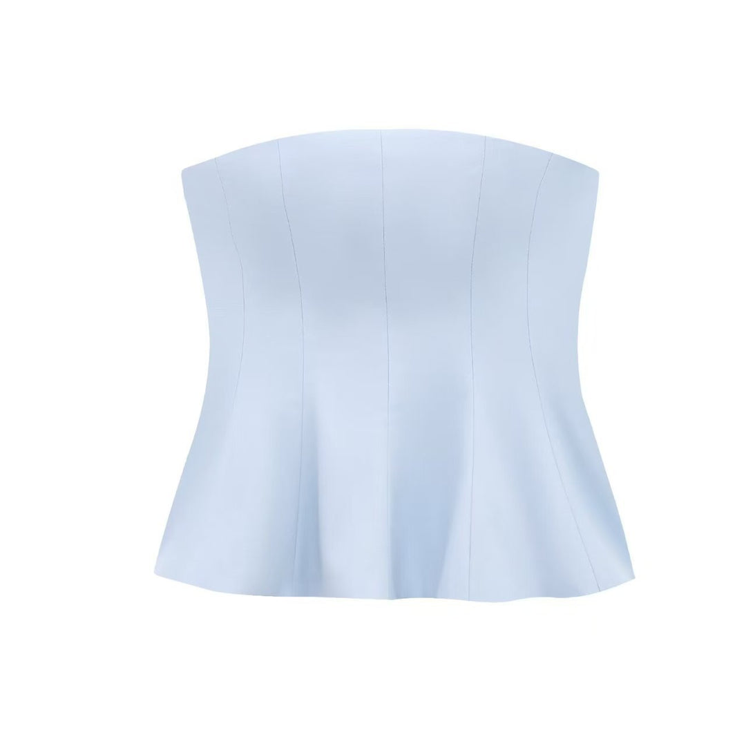 Dame Bustier-top med figursyngende snit og elegant plissering Skovae