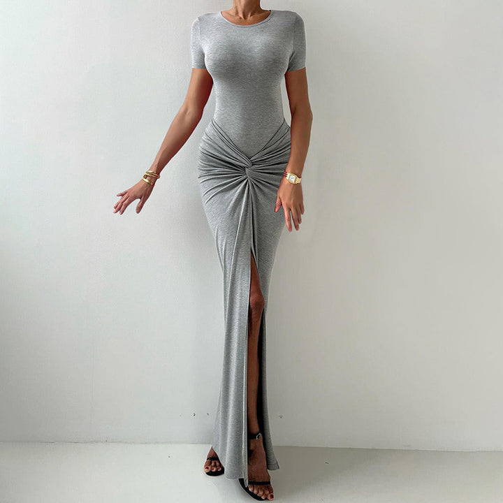 Damer Elegant Maxi Kjole med smigrende knude detalje Skovae
