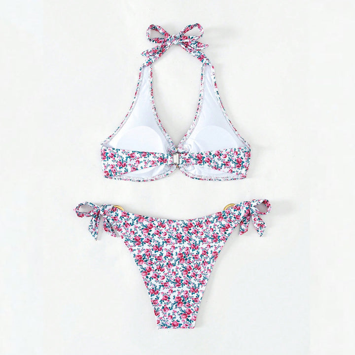Dame Triangel-Bikini-Sæt med legesyge flæse detaljer Skovae