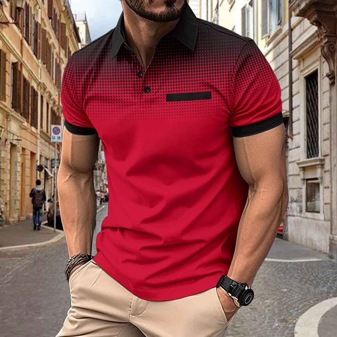 Herren stilfuldt polo shirt med farvegradient og praktisk brystlomme Stilla