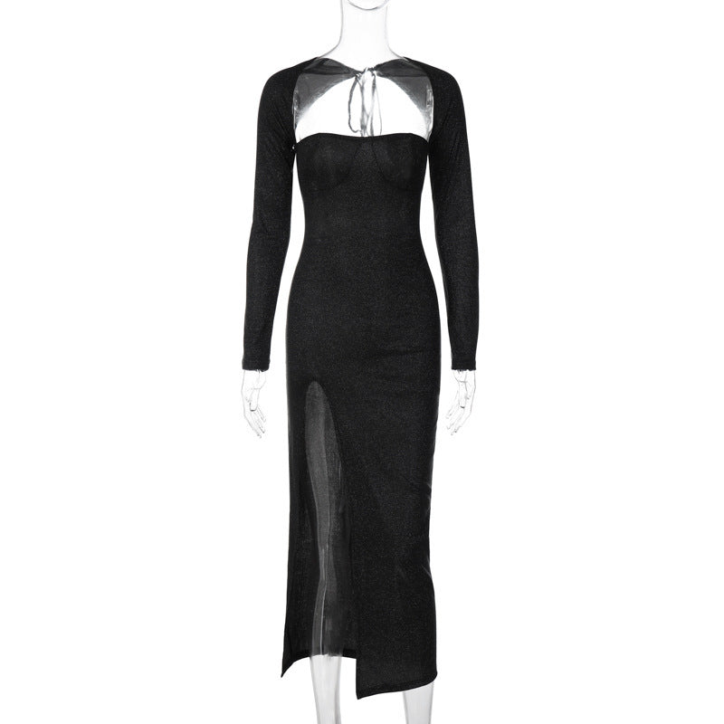 Dame Elegant Maxikjole med transparente indsatser og figursyet snit Stilla