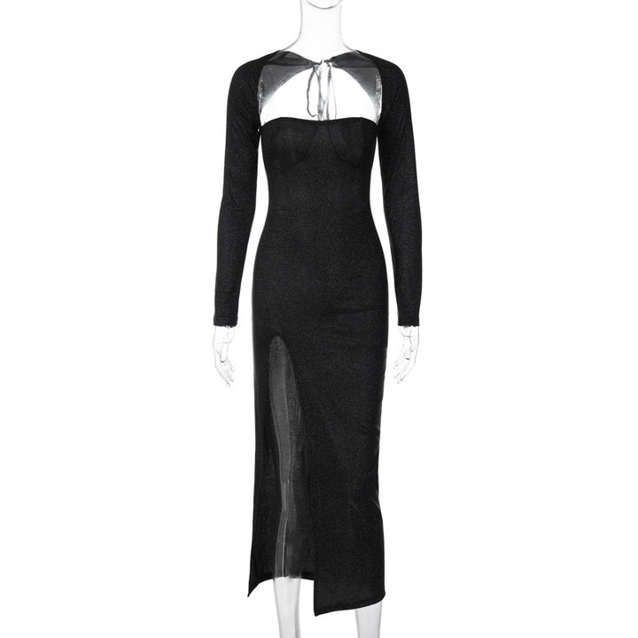 Dame Elegant Maxikjole med transparente indsatser og figursyet snit Stilla