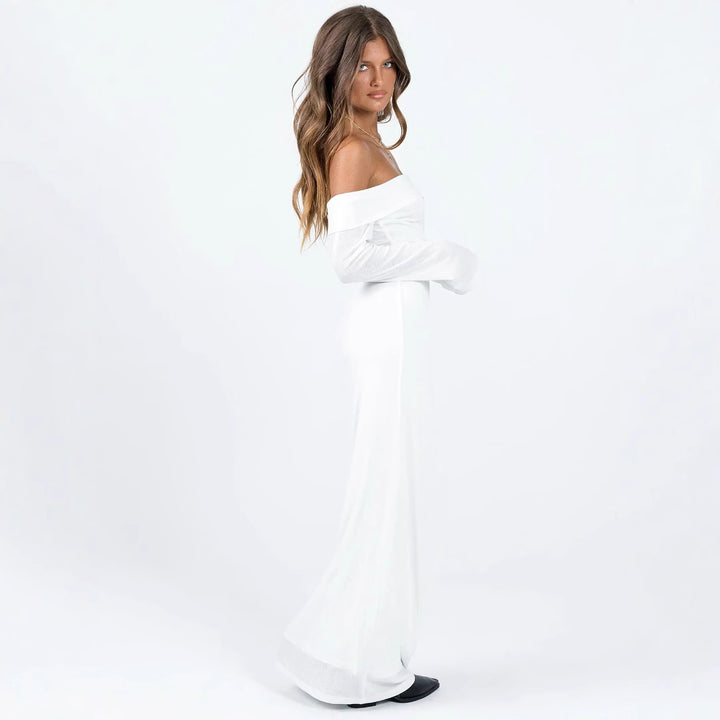 Damer Off-Shoulder Maxikjole med elegant snit og rynker Stilla