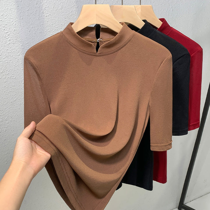 Dame Turtleneck-Shirt lavet af blødt stretchmateriale med figursyet snit Stilla