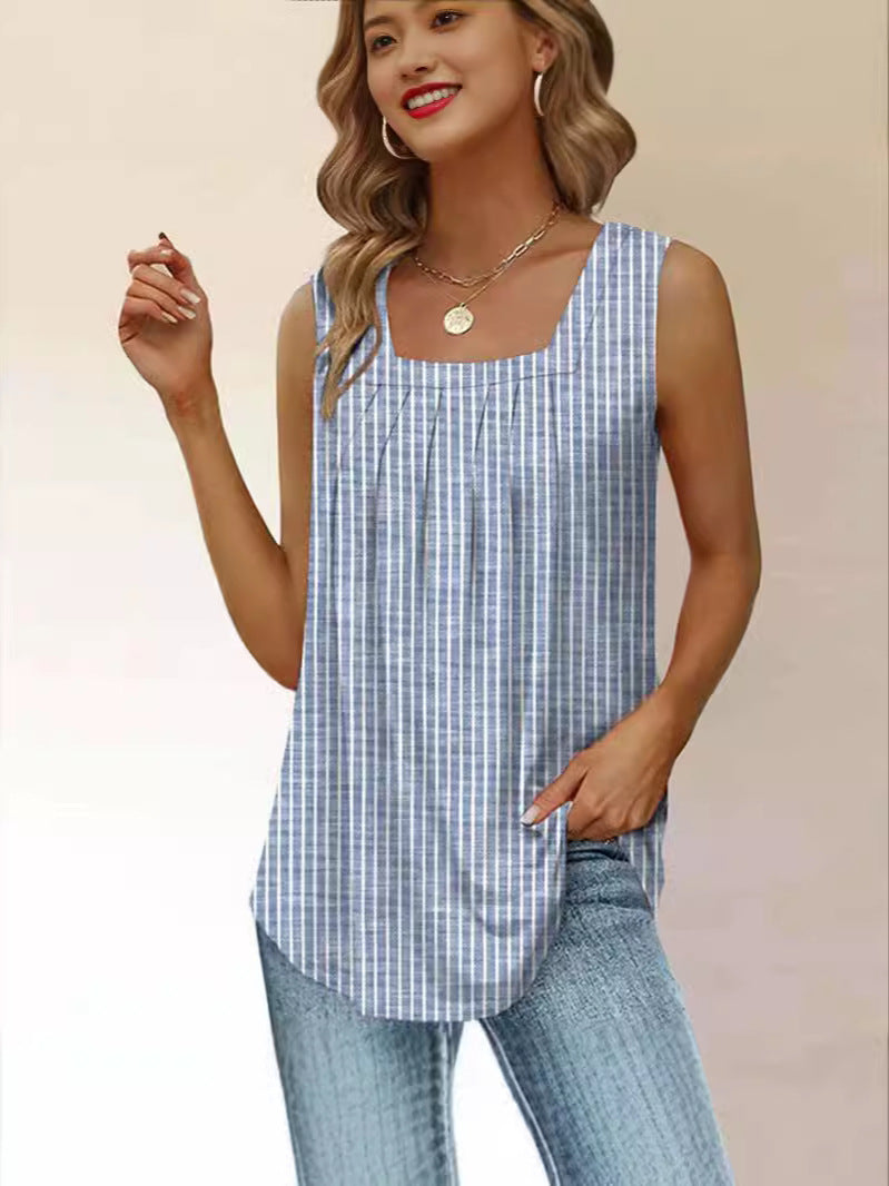 Dame stribet plisseret tanktop Stilla