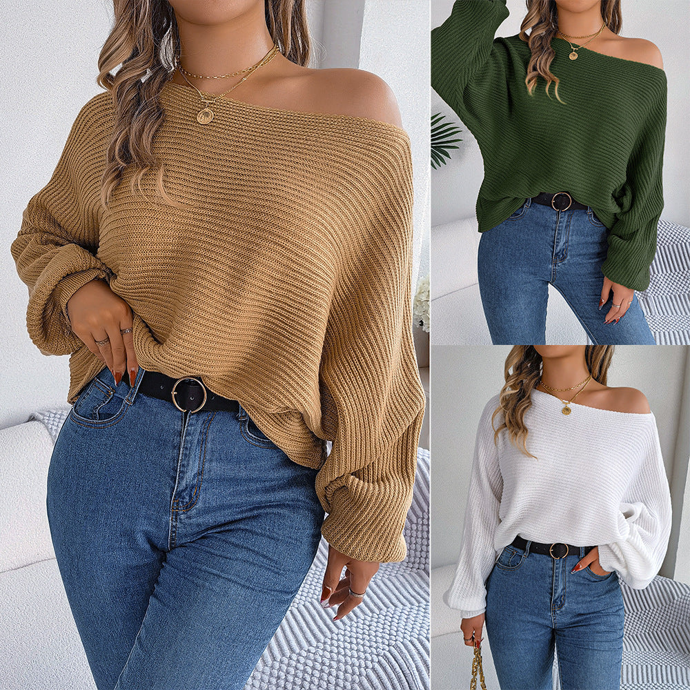 Dame oversized strikbluse med ét-ærmet snit Stilla