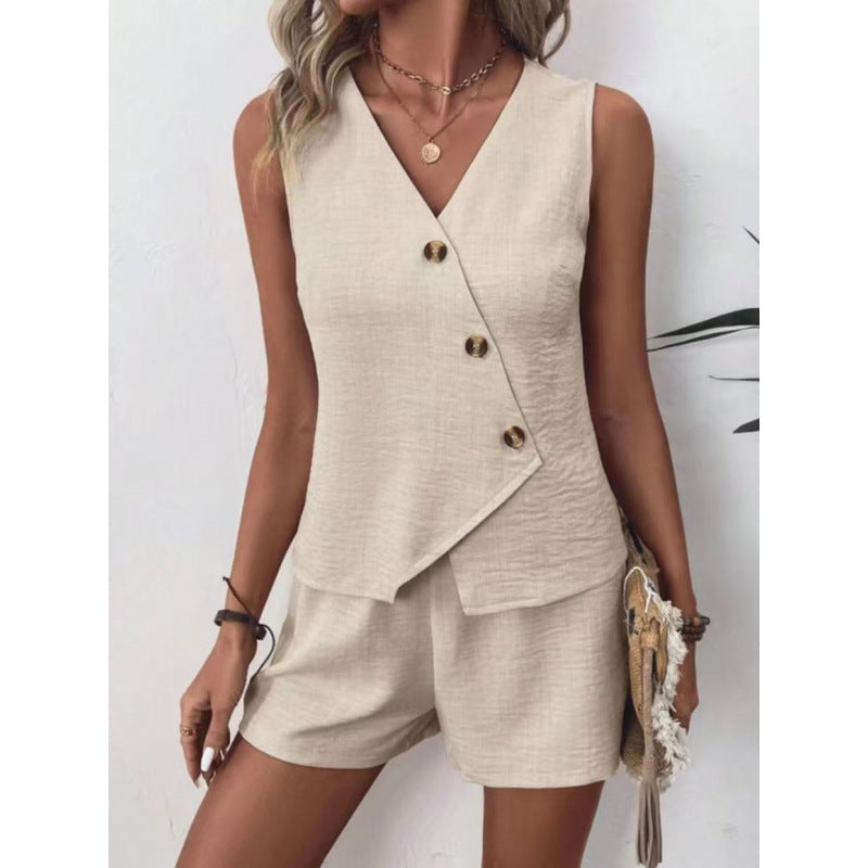Dame Smart Casual Wrap Top og Shorts Sæt Stilla