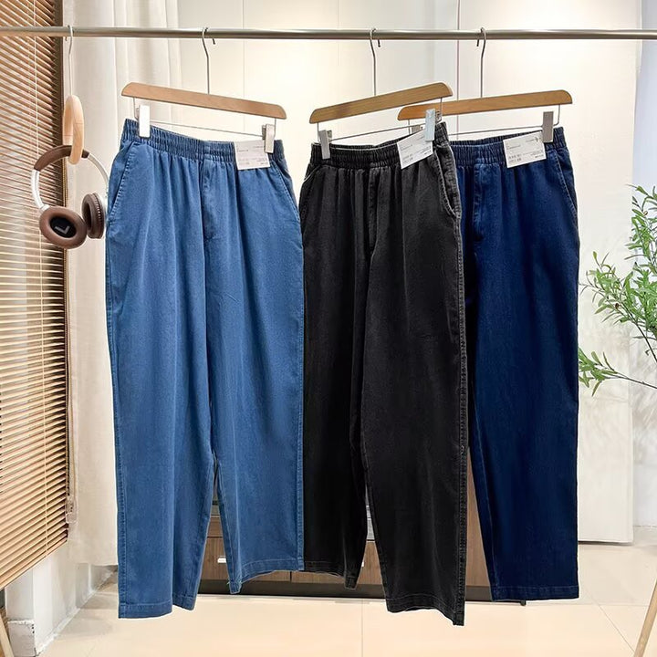 Kvindernes behagelige bredskårne jeansbukser med elastisk talje Stilla
