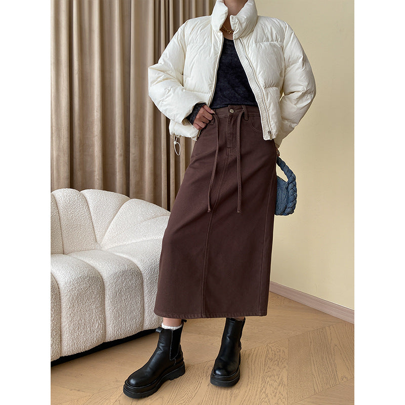 Dame Stilfuld Maxi Nederdel med Elegant Stretch Detaljer Stilla