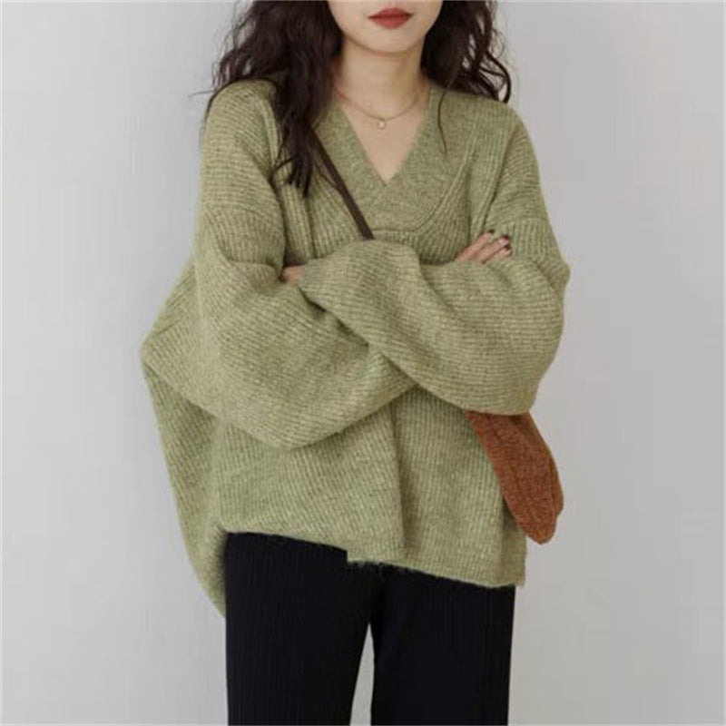Kvinders V-Hals Chunky Strik Sweater Stilla