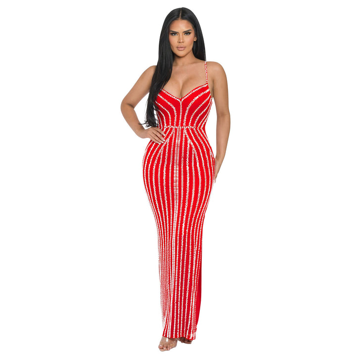Dame Elegante Stripet Maxikjole Stilla