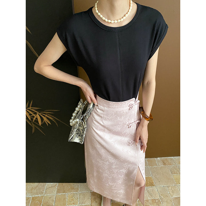 Kvinders elegante wrap midi kjole med transparente detaljer Stilla