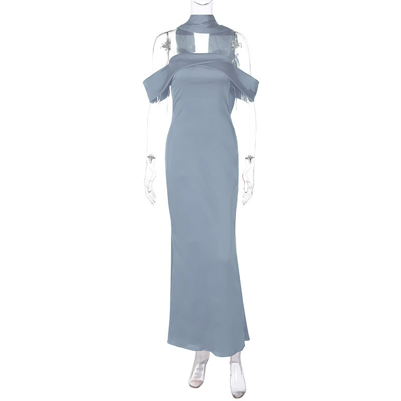 Dame Elegant Maxikjole med off-shoulder design og gennemsigtige indlæg Stilla
