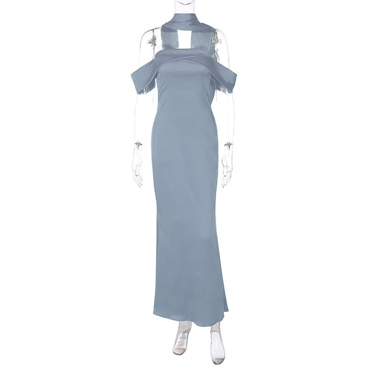 Dame Elegant Maxikjole med off-shoulder design og gennemsigtige indlæg Stilla