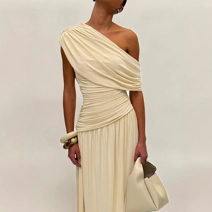 Dame Elegant Wrap Maxi Kjole med asymmetrisk skæring og kvalitets jersey Skovae