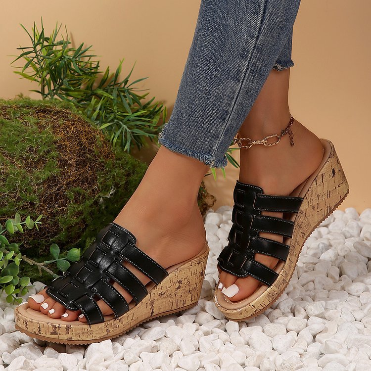 Dame Wedge-sandaler med dekorative remme og komfortabelt fodseng Stilla