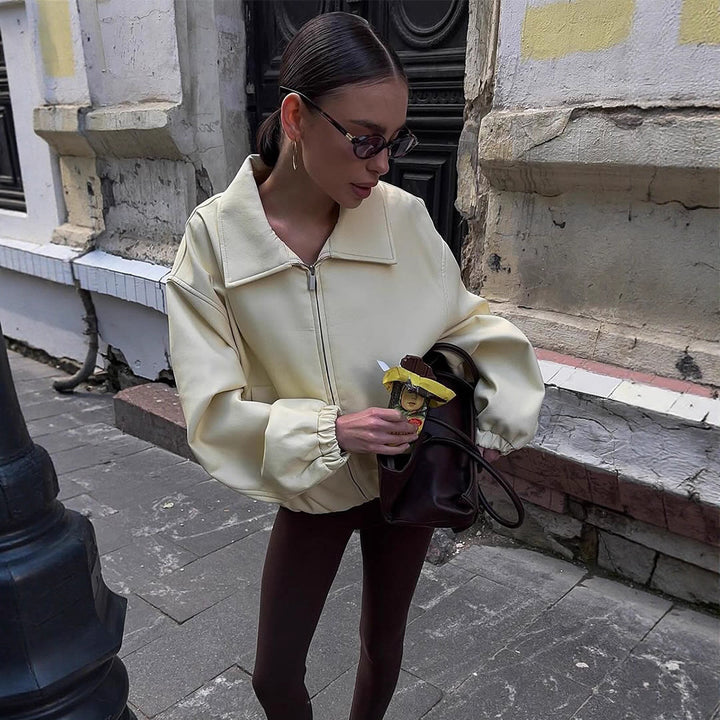 Dame Oversized Sweatjacke med moderne Ståkrave Stilla