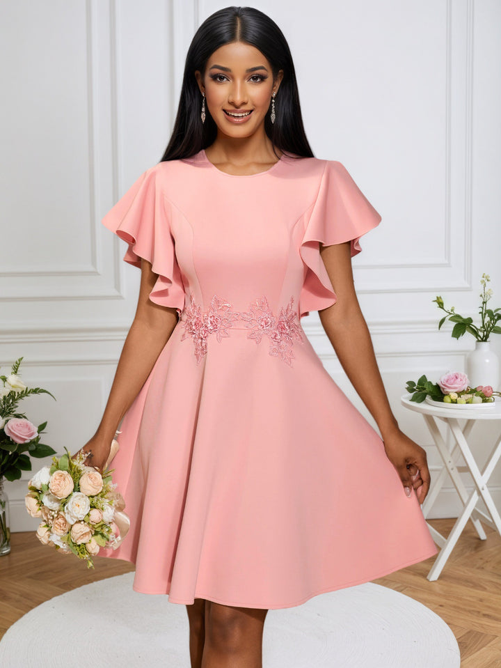 Dame Chic Volantkjole med florale applikationer Skovae