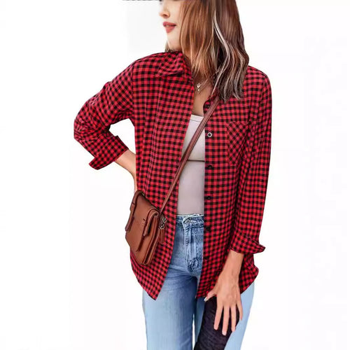 Femme Button-Up Gingham Check Shirt Stilla