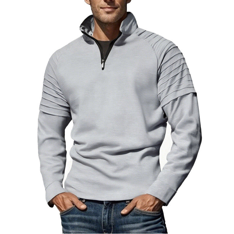 Herrer sportpullover med stilfulde rib-detaljer og halv lynlås Stilla