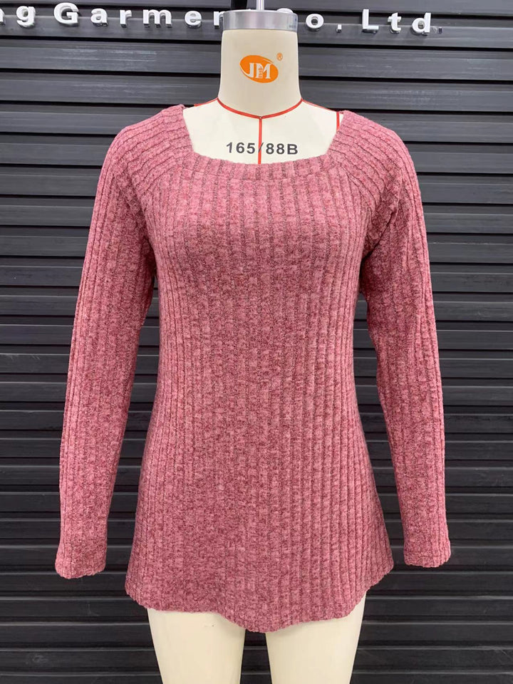 Dame sweater med kvadratisk udskæring og struktureret ribdesign Stilla