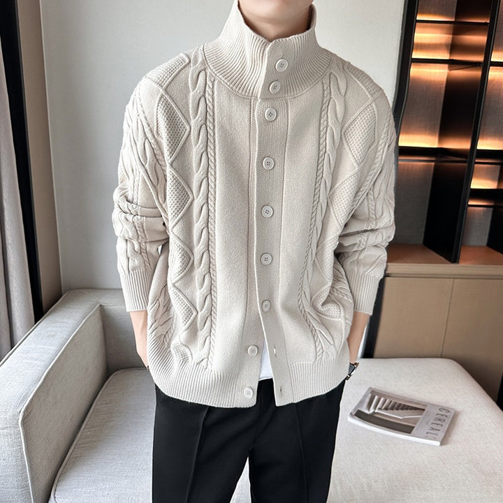Herre struktureret kabelstrik cardigan sweater Stilla 1749704204
